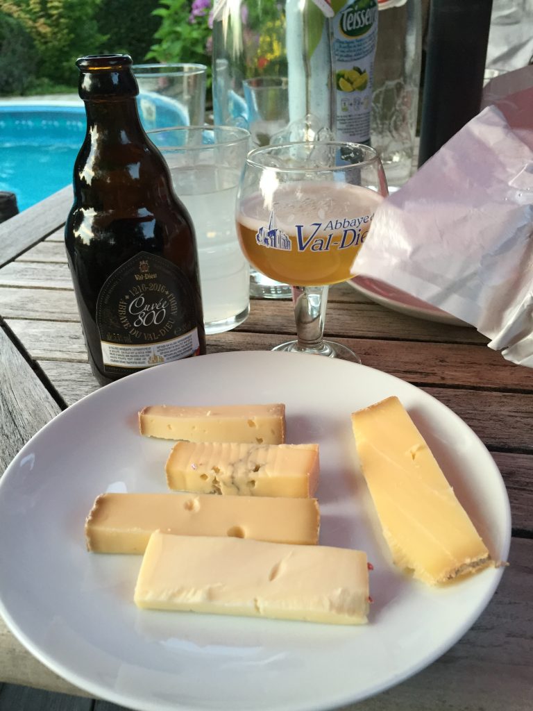 Bonus Picture! A sampling of French and Italian cheese, complete with one of the best beers I've ever had, the Cuvée 800 from the Val-Dieu Abbaye