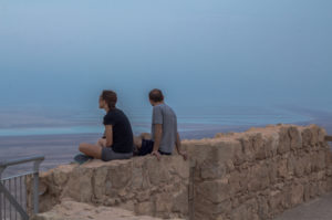 Kevin and Rachel sitting in Masada ruins